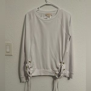 Long sleeve sweater with ties on either side